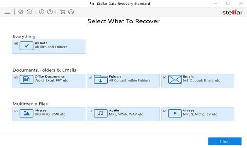 Select what to recovery